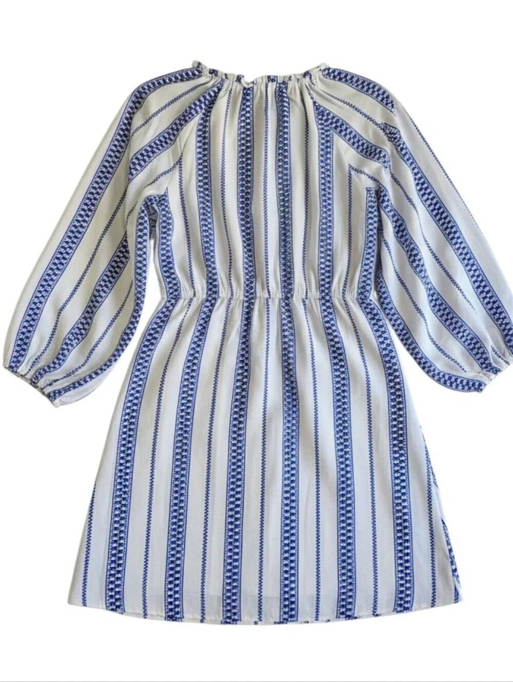 Como Blu Blue White Boho Peasant Dress Size Large